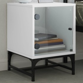 Bedside table with white glass door 35x37x50 cm by , Nightstands - Ref: Foro24-836518, Price: 28,47 €, Discount: %