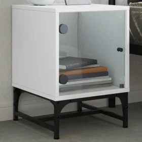 Bedside table with white glass door 35x37x50 cm by , Nightstands - Ref: Foro24-836518, Price: 28,00 €, Discount: %