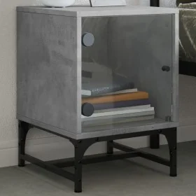 Bedside table with concrete gray glass door 35x37x50 cm by , Nightstands - Ref: Foro24-836524, Price: 27,43 €, Discount: %