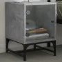 Mesita de noche con puerta de vidrio gris hormigón 35x37x50 cm de , Mesitas de noche - Ref: Foro24-836524, Precio: 27,42 €, D...