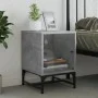 Mesita de noche con puerta de vidrio gris hormigón 35x37x50 cm de , Mesitas de noche - Ref: Foro24-836524, Precio: 27,42 €, D...