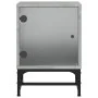 Mesita de noche con puerta de vidrio gris hormigón 35x37x50 cm de , Mesitas de noche - Ref: Foro24-836524, Precio: 27,42 €, D...