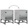 Mesita de noche con puerta de vidrio gris hormigón 35x37x50 cm de , Mesitas de noche - Ref: Foro24-836524, Precio: 27,42 €, D...