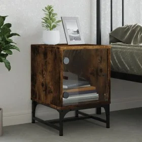 Nachttisch mit Glastür aus geräucherter Eiche, 35 x 37 x 50 cm von , Nachttische - Ref: Foro24-836526, Preis: 27,42 €, Rabatt: %