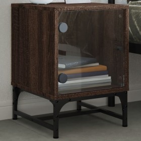 Nachttisch mit Glastür, braune Eiche, 35 x 37 x 50 cm von , Nachttische - Ref: Foro24-836530, Preis: 30,47 €, Rabatt: %