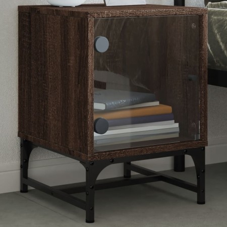 Nachttisch mit Glastür, braune Eiche, 35 x 37 x 50 cm von , Nachttische - Ref: Foro24-836530, Preis: 30,47 €, Rabatt: %