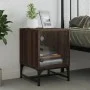 Mesita de noche con puerta de vidrio roble marrón 35x37x50 cm de , Mesitas de noche - Ref: Foro24-836530, Precio: 30,20 €, De...