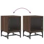 Mesita de noche con puerta de vidrio roble marrón 35x37x50 cm de , Mesitas de noche - Ref: Foro24-836530, Precio: 30,20 €, De...