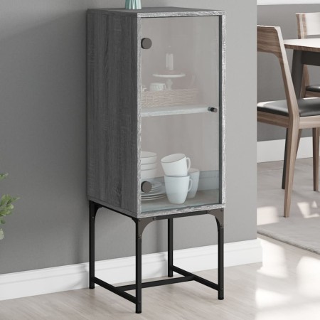 Beistellschrank mit Glastür in Sonoma-Grau, 35 x 37 x 100 cm von , Sideboards - Ref: Foro24-836558, Preis: 52,90 €, Rabatt: %