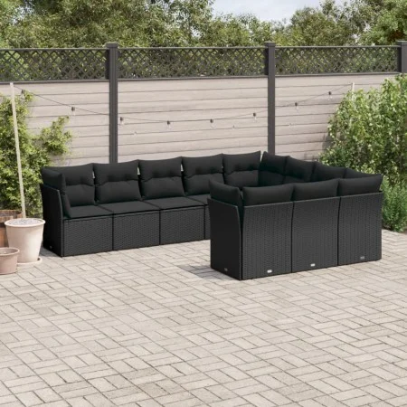 Garden sofa set 10 pieces with black synthetic rattan cushions by , Garden sets - Ref: Foro24-3250054, Price: 609,43 €, Disco...