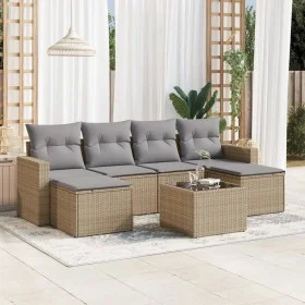 7-piece garden sofa set and beige synthetic rattan cushions by , Modular outdoor sofas - Ref: Foro24-3251666, Price: 450,82 €...