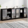 Black engineered wood shelving unit with doors 204x37x75 cm by , Bookcases and shelves - Ref: Foro24-3206532, Price: 205,41 €...