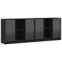 Black engineered wood shelving unit with doors 204x37x75 cm by , Bookcases and shelves - Ref: Foro24-3206532, Price: 205,41 €...