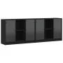Estantería con puertas madera de ingeniería negro 204x37x75 cm de , Librerías y estanterías - Ref: Foro24-3206532, Precio: 20...