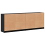 Black engineered wood shelving unit with doors 204x37x75 cm by , Bookcases and shelves - Ref: Foro24-3206532, Price: 205,41 €...