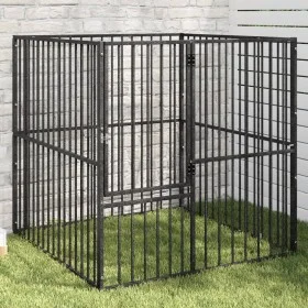 Hundelaufstall mit 4 schwarz verzinkten Stahlplatten von , Hundehütten - Ref: Foro24-172210, Preis: 93,63 €, Rabatt: %