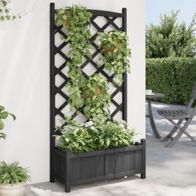 Planter with solid black fir wood trellis by , Pots and planters - Ref: Foro24-365490, Price: 111,82 €, Discount: %