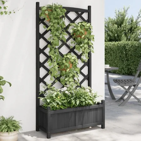 Planter with solid black fir wood trellis by , Pots and planters - Ref: Foro24-365490, Price: 87,31 €, Discount: %
