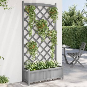 Planter with solid gray fir wood trellis by , Pots and planters - Ref: Foro24-365492, Price: 157,00 €, Discount: %