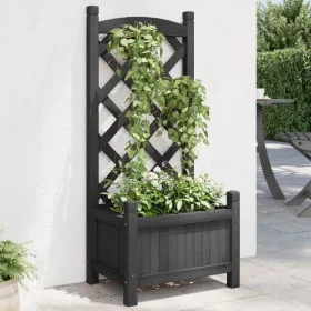 Planter with solid black fir wood trellis by , Pots and planters - Ref: Foro24-365484, Price: 66,33 €, Discount: %