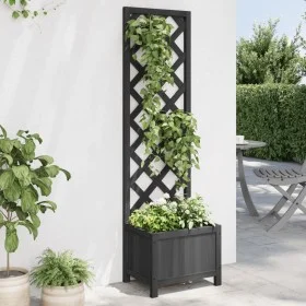 Planter with solid black fir wood trellis by , Pots and planters - Ref: Foro24-365478, Price: 59,53 €, Discount: %