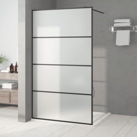 Mampara de ducha vidrio ESG esmerilado negro 115x195 cm de , Paredes y mamparas de ducha - Ref: Foro24-152133, Precio: 195,67...