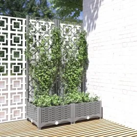 Planter with trellis PP light gray 80x40x121.5 cm by , Pots and planters - Ref: Foro24-153271, Price: 70,59 €, Discount: %