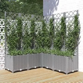 Planter with trellis PP light gray 120x120x136 cm by , Pots and planters - Ref: Foro24-153278, Price: 180,97 €, Discount: %