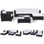 6-teiliges Set aus Gartenmöbeln und Kissen aus schwarzem Synthetikrattan von , Gartensets - Ref: Foro24-42102, Preis: 775,56 ...