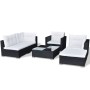 Garden furniture set and cushions, 6 pieces, black synthetic rattan by , Garden sets - Ref: Foro24-42102, Price: 775,56 €, Di...