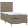 Cama box spring colchón y luces LED gris taupe 80x200 cm