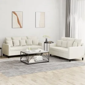 Zweiteilige Sofagarnitur aus cremefarbenem Samt mit Kissen von , Sofas - Ref: Foro24-3201708, Preis: 464,97 €, Rabatt: %