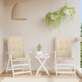 Cojín silla de jardín respaldo alto 2 uds tela beige 120x50x3cm