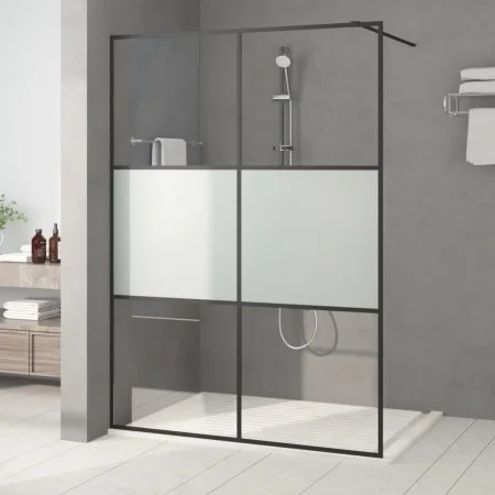 Black semi-frosted ESG glass shower screen 140x195 cm by , Shower walls and screens - Ref: Foro24-152109, Price: 206,67 €, Di...