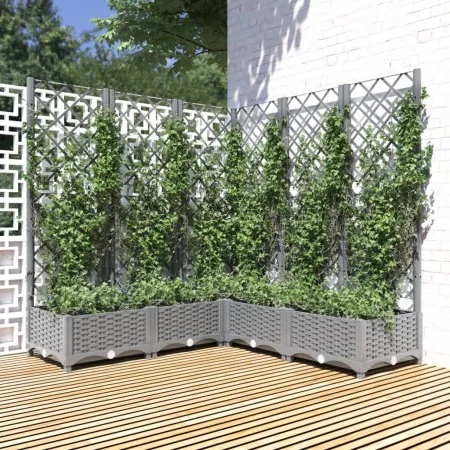Planter with trellis PP light gray 120x120x121.5 cm by , Pots and planters - Ref: Foro24-153277, Price: 120,12 €, Discount: %
