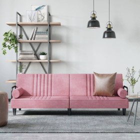 Pink velvet sofa bed with armrests by , Sofas - Ref: Foro24-351897, Price: 267,40 €, Discount: %