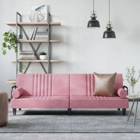 Pink velvet sofa bed with armrests by , Sofas - Ref: Foro24-351897, Price: 261,37 €, Discount: %