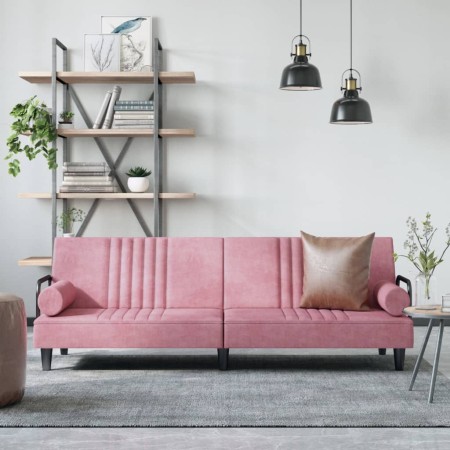 Rosafarbenes Samtschlafsofa mit Armlehnen von , Sofas - Ref: Foro24-351897, Preis: 267,40 €, Rabatt: %