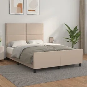 Cappuccino synthetic leather headboard bed frame 140x200cm by , Beds and slatted bases - Ref: Foro24-3125517, Price: 219,53 €...