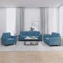 Blue velvet 3-piece sofa set with cushions by , Sofas - Ref: Foro24-3201963, Price: 762,25 €, Discount: %