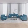 Blue velvet 3-piece sofa set with cushions by , Sofas - Ref: Foro24-3201963, Price: 746,73 €, Discount: %