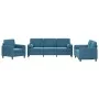 Blue velvet 3-piece sofa set with cushions by , Sofas - Ref: Foro24-3201963, Price: 746,73 €, Discount: %