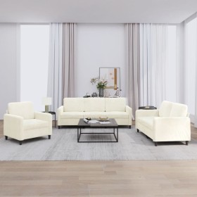 Juego de sofás 3 piezas terciopelo crema de , Sofás - Ref: Foro24-3201942, Precio: 732,04 €, Descuento: %