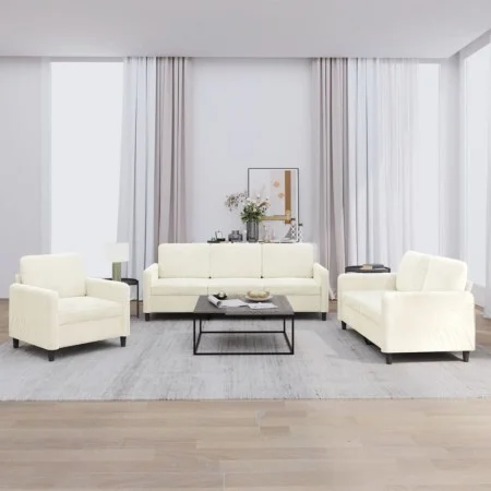 3-piece cream velvet sofa set by , Sofas - Ref: Foro24-3201942, Price: 718,21 €, Discount: %