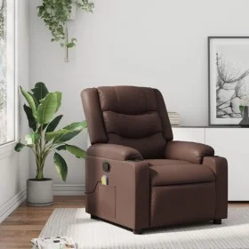 Reclining massage armchair in brown synthetic leather by , Armchairs - Ref: Foro24-374125, Price: 242,45 €, Discount: %