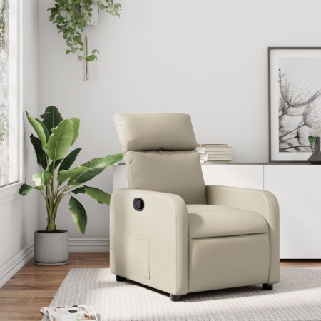 Sillón reclinable de cuero sintético crema de , Sillones - Ref: Foro24-374184, Precio: 190,02 €, Descuento: %