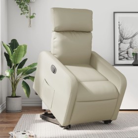 Sillón reclinable elevable eléctrico de cuero sintético crema de , Sillones - Ref: Foro24-3206764, Precio: 297,22 €, Descuent...