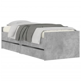 Betongrauer Bettrahmen mit Schubladen 75x190 cm von , Betten und Lattenroste - Ref: Foro24-3207360, Preis: 137,21 €, Rabatt: %