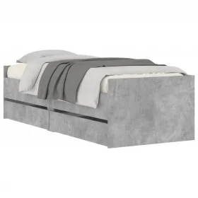 Estructura de cama con cajones gris hormigón 75x190 cm de , Camas y somieres - Ref: Foro24-3207360, Precio: 135,46 €, Descuen...