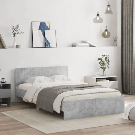 Concrete gray bed frame with headboard 120x200cm by , Beds and slatted bases - Ref: Foro24-3207493, Price: 197,73 €, Discount: %